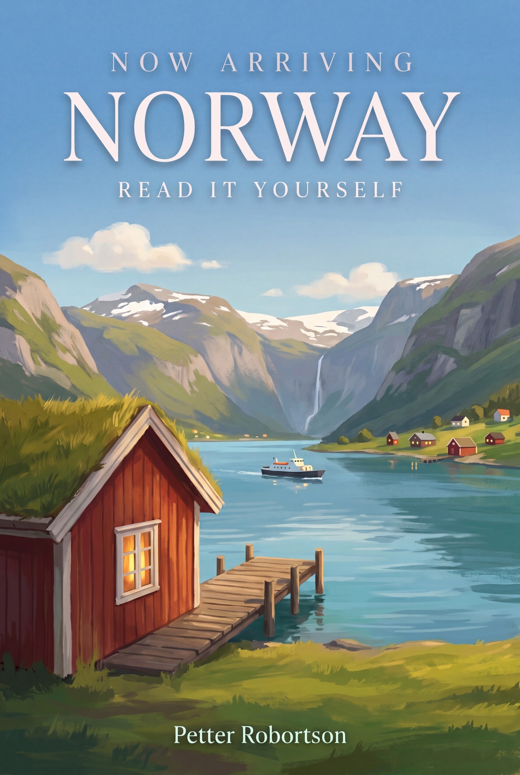 Now Arriving: Norway, early reader edition cover: warm midnight-sun light